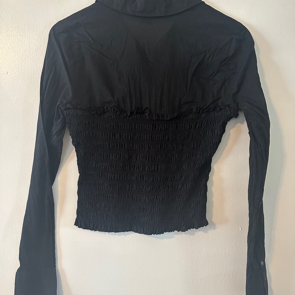 Veronica Beard Black Button Down Blouse Size S - image 2
